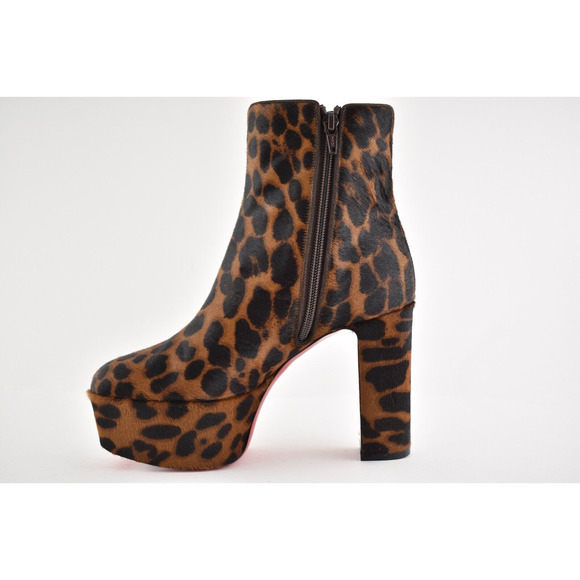 Christian Louboutin Protoboot 110 Black Leopard Platform Heel Bootie 35.5 - Picture 8 of 11